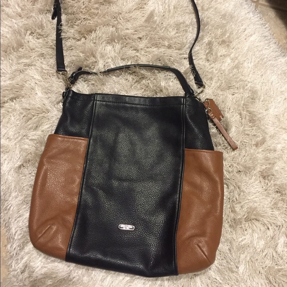 Coach leather bag with two straps